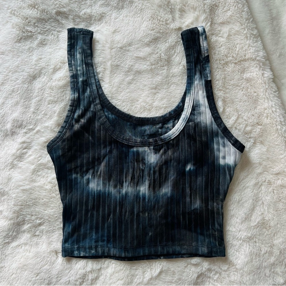 Black and Grey Tie-Dye Print Cropped Tank | Size S | Never Worn